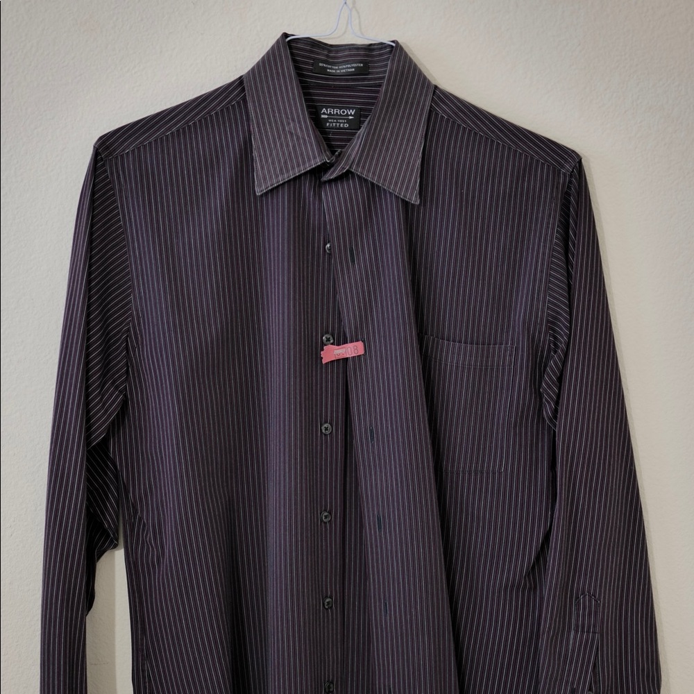 ARROW MENS FITTED DRESS SHIRT -15 1/2 -32/33 -Medium